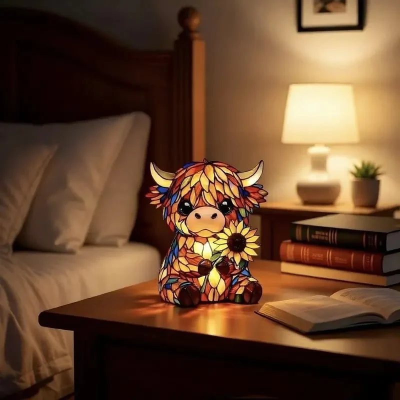 🌻Mother's Day Sale 49% OFF- 🐮Creative Highland Cow Sunflower LED Night Light