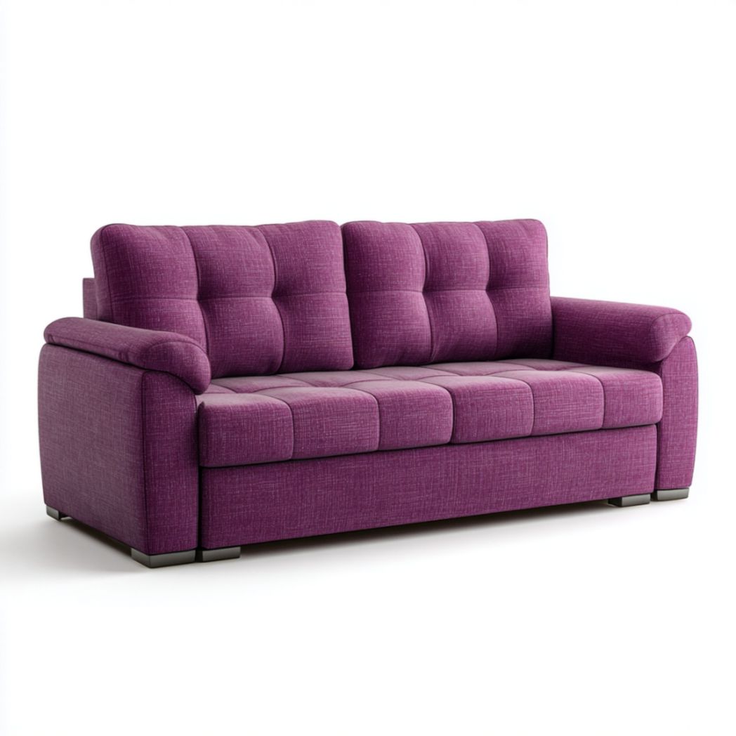 Canapé 3 places en tissu violet avec pieds en bois-Furnituretherapysv