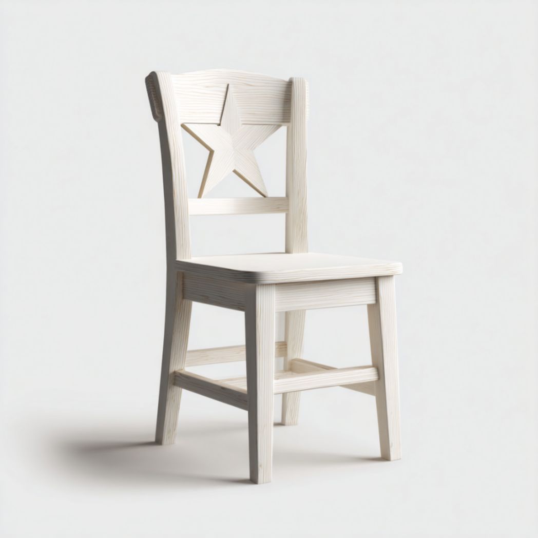 Chaise pour Enfant en Bois de Pin avec Découpe en Forme d'Étoile Blanc Cassé-Furnituretherapysv