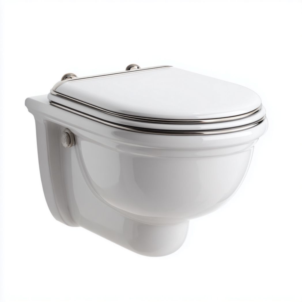 Toilettes murales en céramique blanche avec charnières en acier inoxydable-Furnituretherapysv