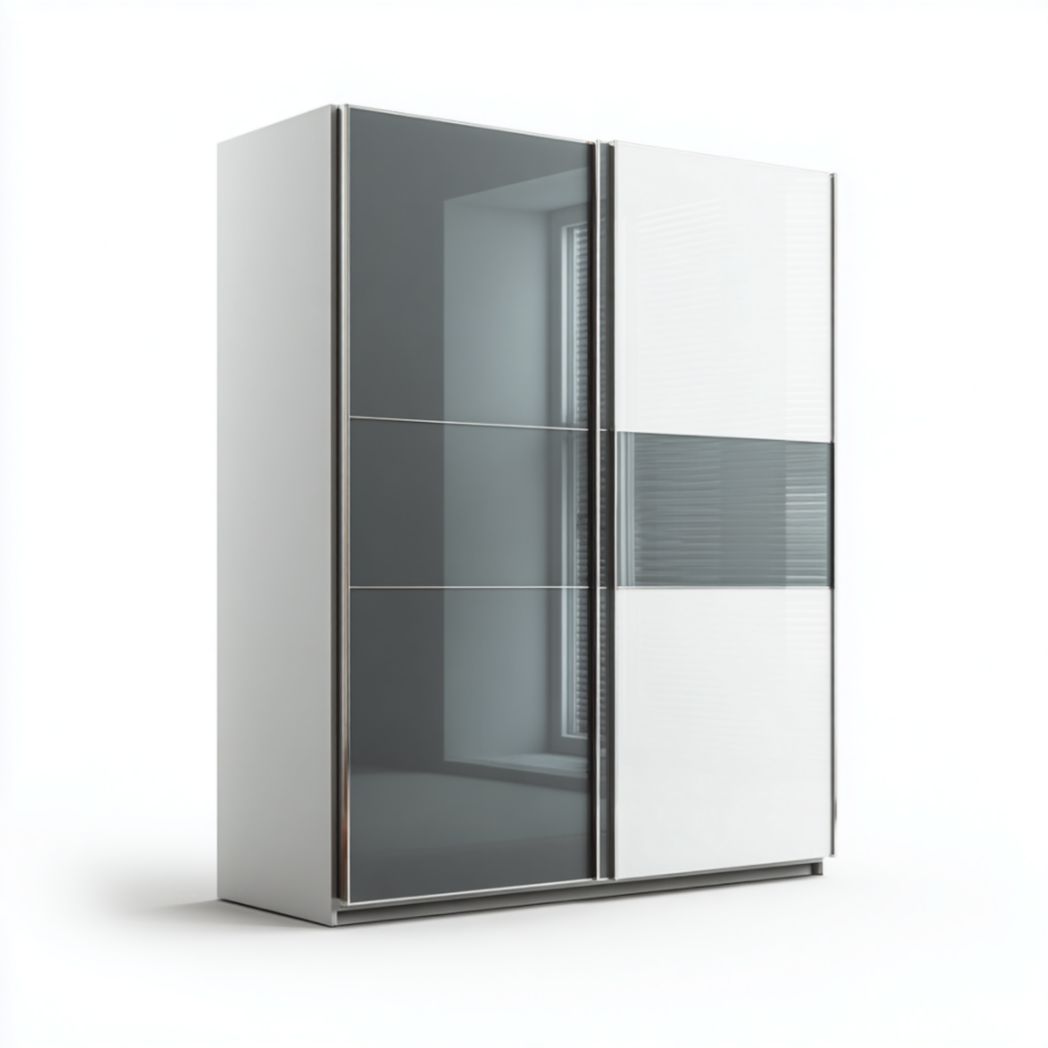 Armoire coulissante à 2 portes avec panneaux en verre et finition moderne-Furnituretherapysv