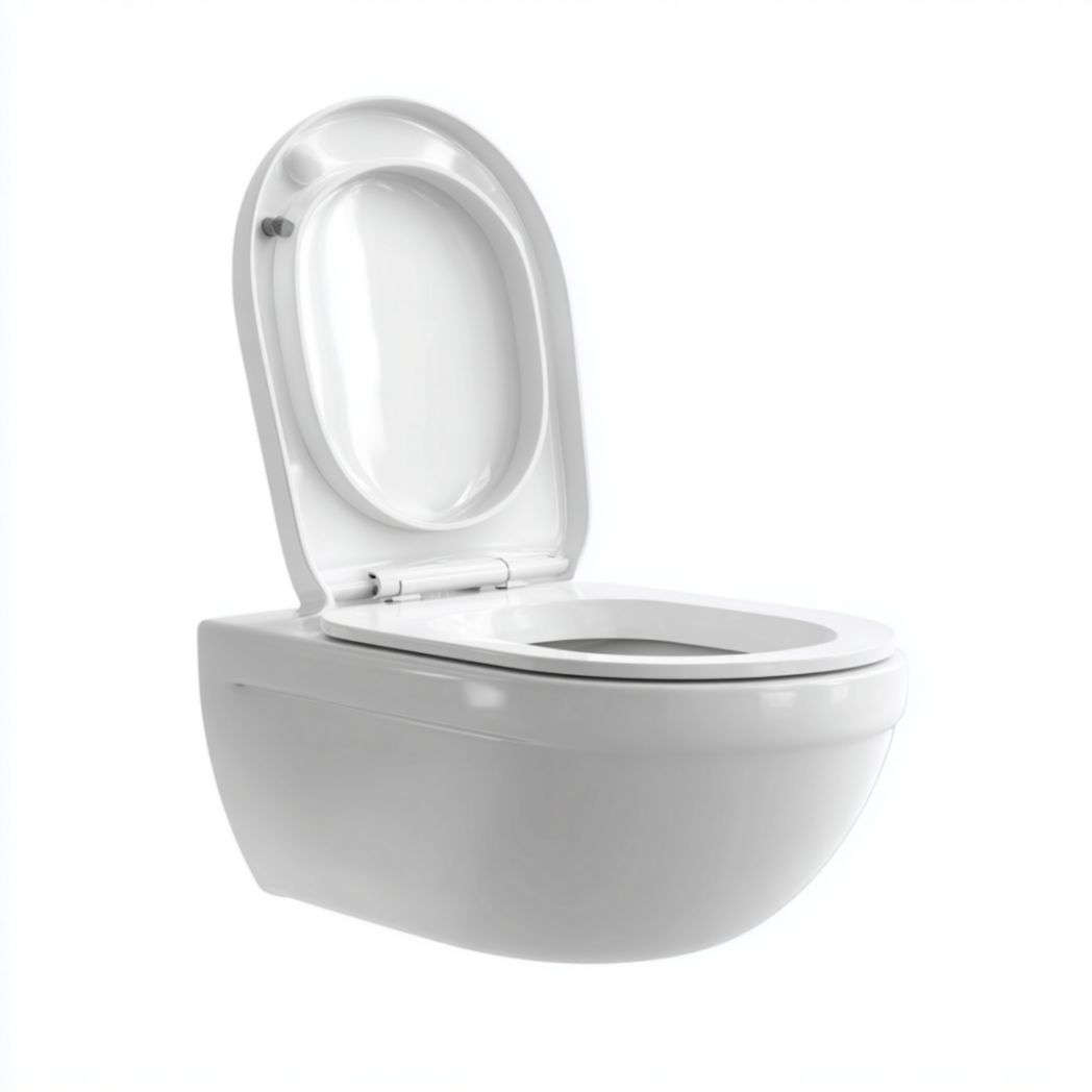 Cuvette de Toilette Suspendue Arrondie en Céramique Blanche avec Abattant amovible-Furnitureinsas