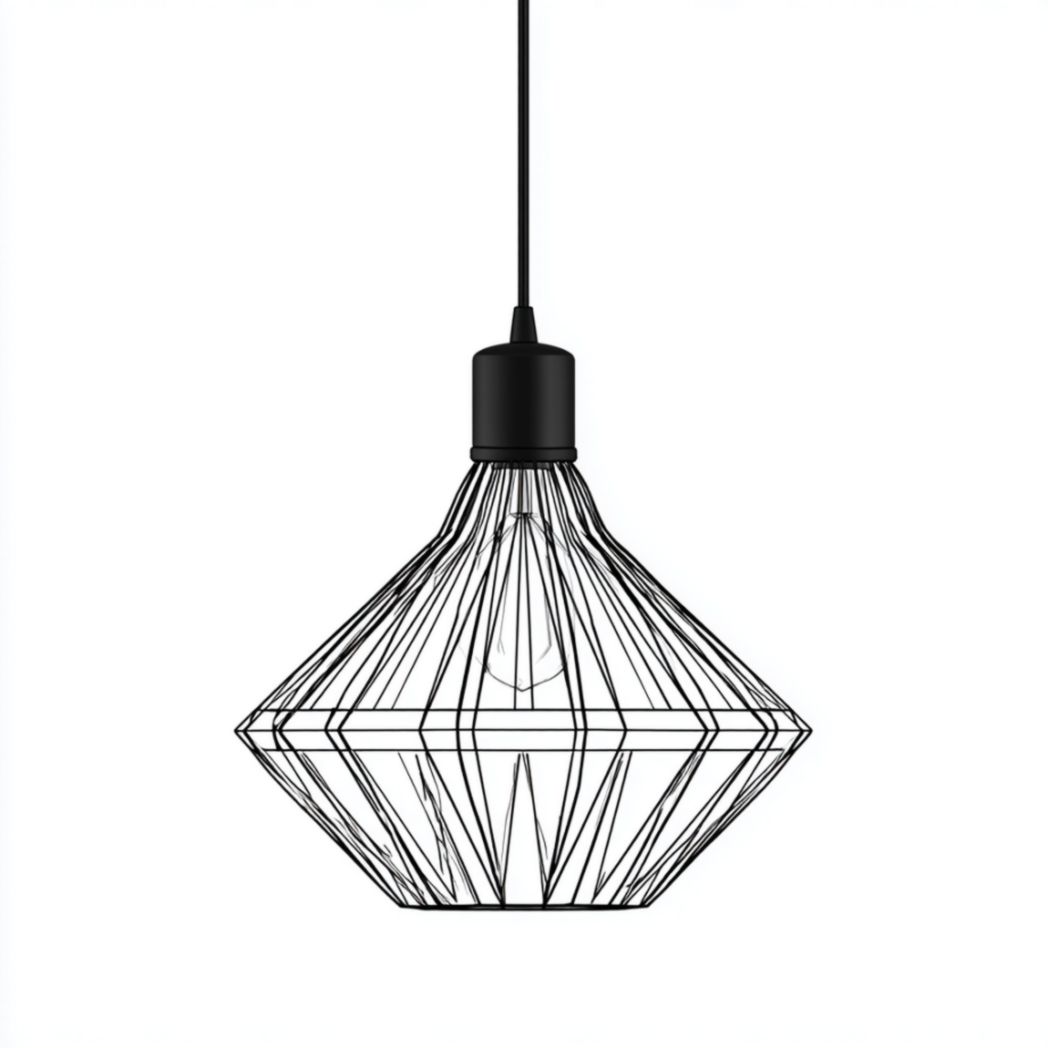 Suspension, design géométrique en métal noir-Furnitureinsas