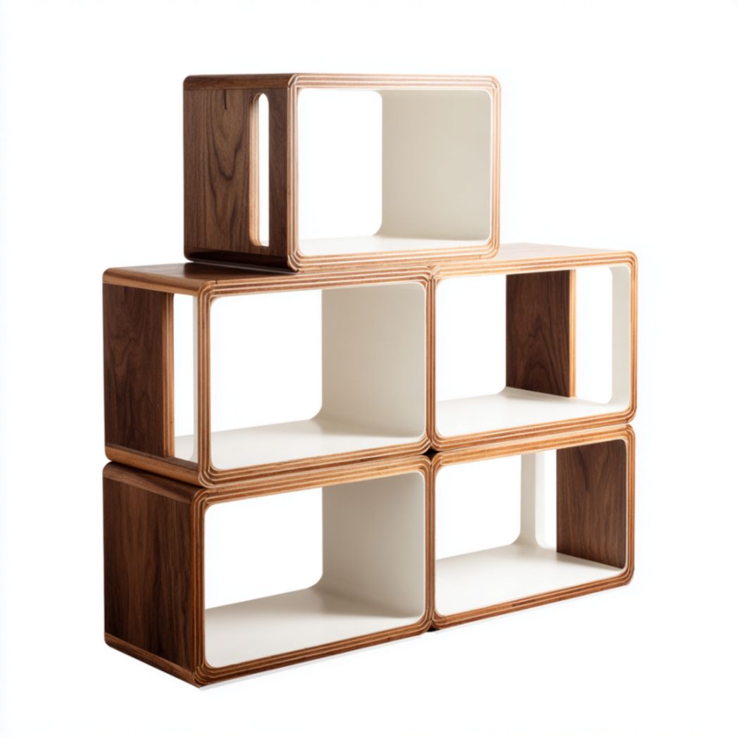Étagère en bois, design modulaire à 5 cubes-Furnitureinsas