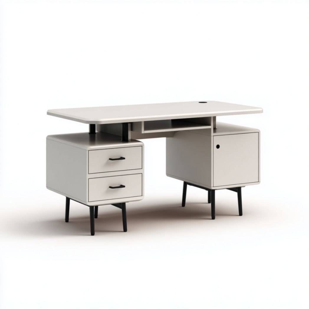 Bureau avec tiroirs et étagères en bois-Thefurniturepaintfr