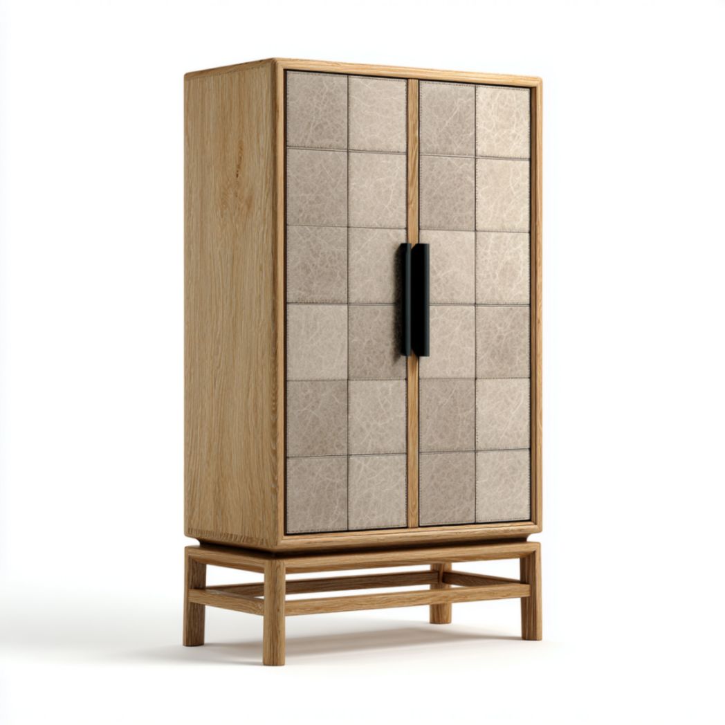 Armoire en bois avec portes en tissu-Thefurniturepaintfr