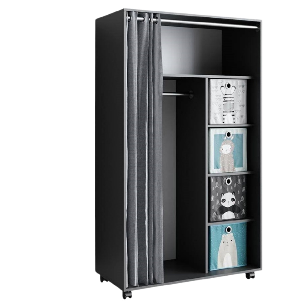 Armoire de rangement pour enfants avec rideau en tissu - 60 x 40 x 150-norainterieur