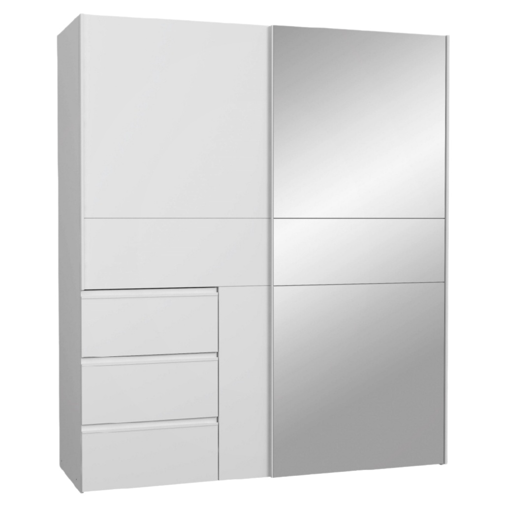 Armoire de rangement avec miroir pour chambre en panneau de particules - 150 x 60 x 200-norainterieur