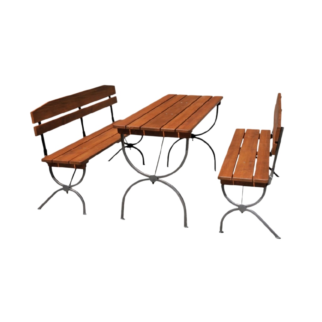 Table et banc de jardin en bois et métal - 150 x 75 x 75-norainterieur