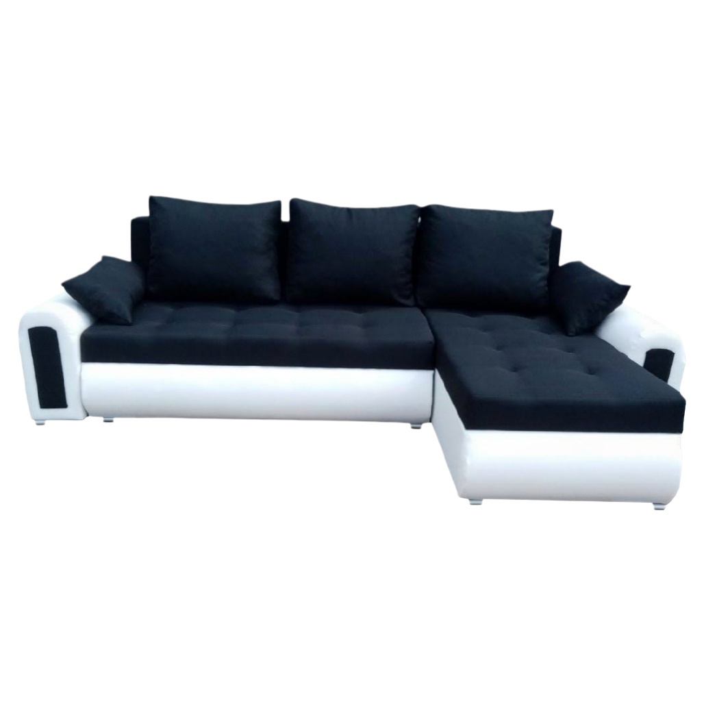 Canapé d'angle en tissu noir et blanc pour salon - 约 200 x 90 x 80-solisspace