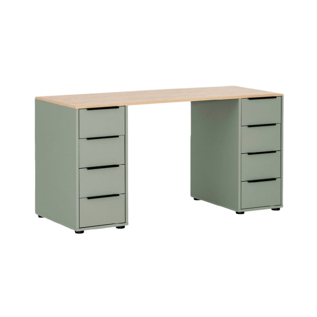 Bureau de travail avec tiroirs en métal et bois - 140 x 60 x 75-solisspace