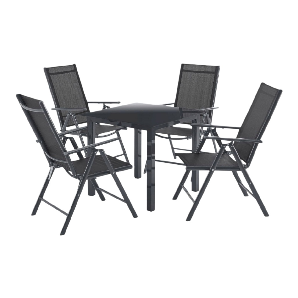 Table de jardin avec chaises pliantes en aluminium - 100 x 100 x 75-vasegrid