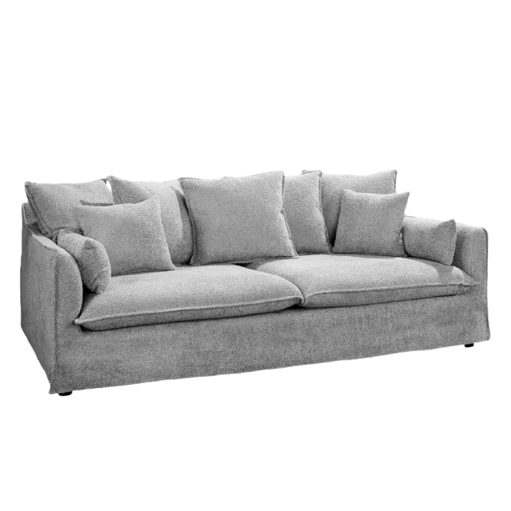 Canapé en tissu synthétique pour salon avec coussins - 200 x 90 x 80-vasegrid