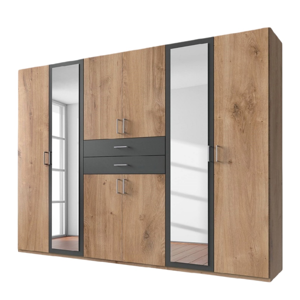Armoire de rangement avec miroirs pour salon en bois - 200 x 50 x 210-vaseflow