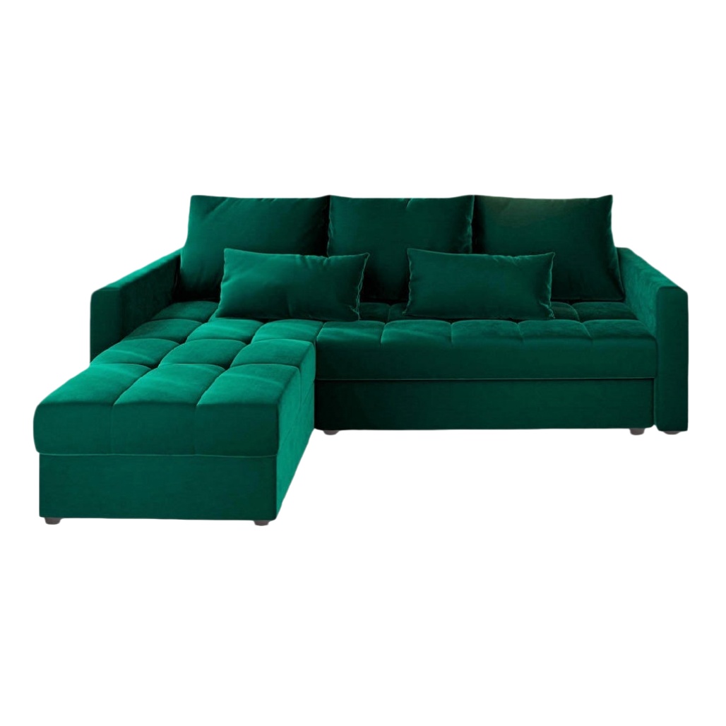 Canapé d'angle en velours pour salon ou séjour - 200 x 90 x 85-vaseflow