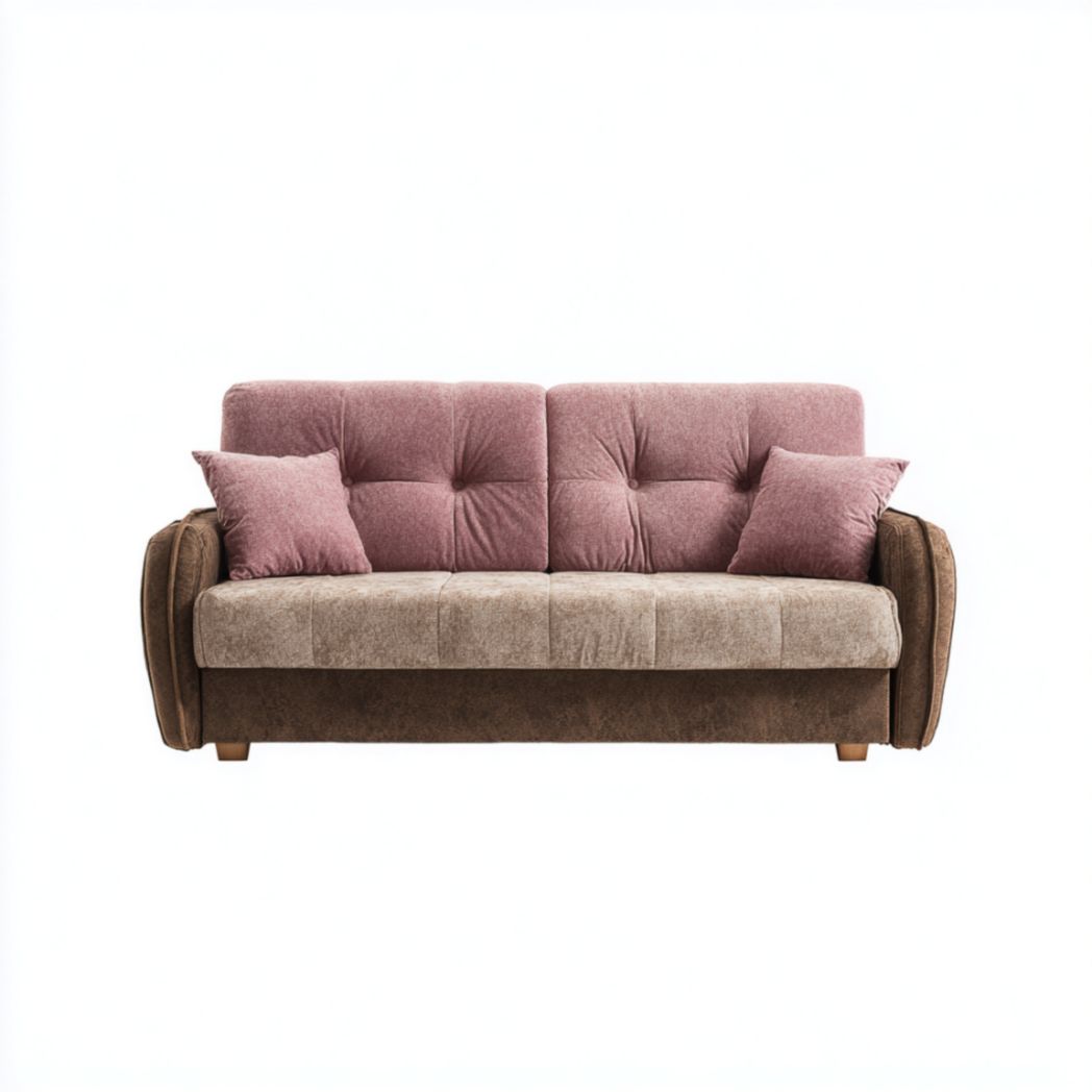 Canapé 3 places bicolore en tissu avec coussins inclus et pieds en bois-Allfurnituremdfr