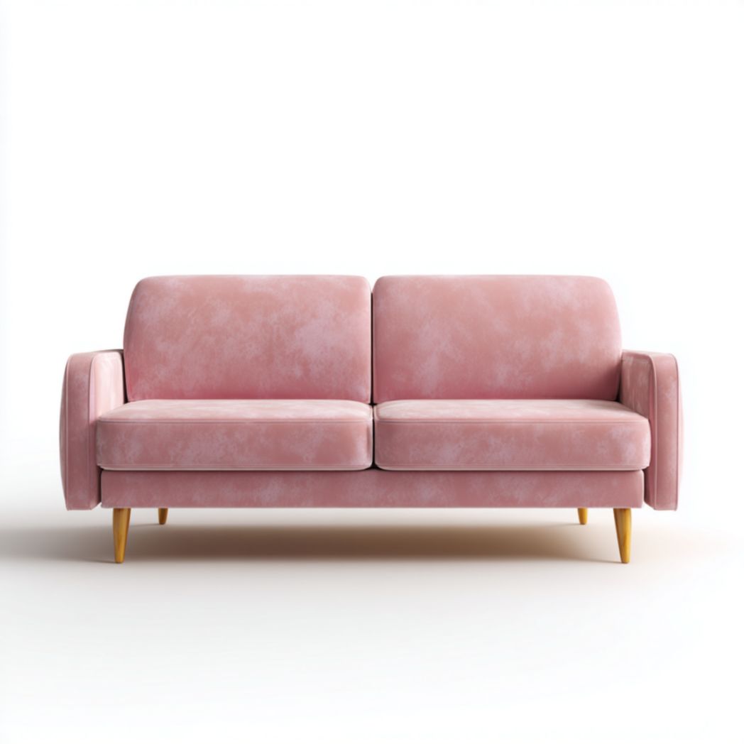 Canapé 2 places en tissu rose avec pieds en bois-Allfurnituremdfr