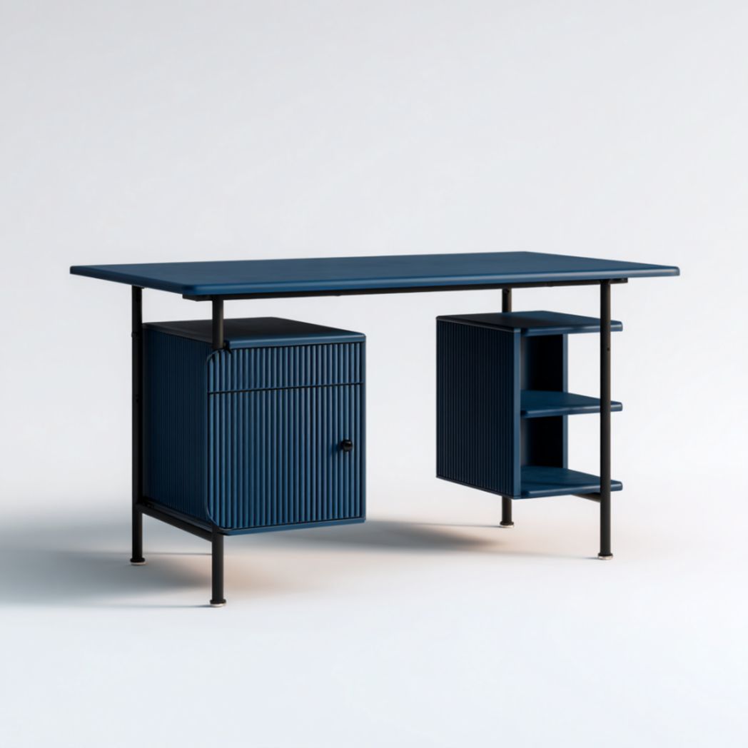 Bureau en métal et aluminium avec rangement-Allfurnituremdfr