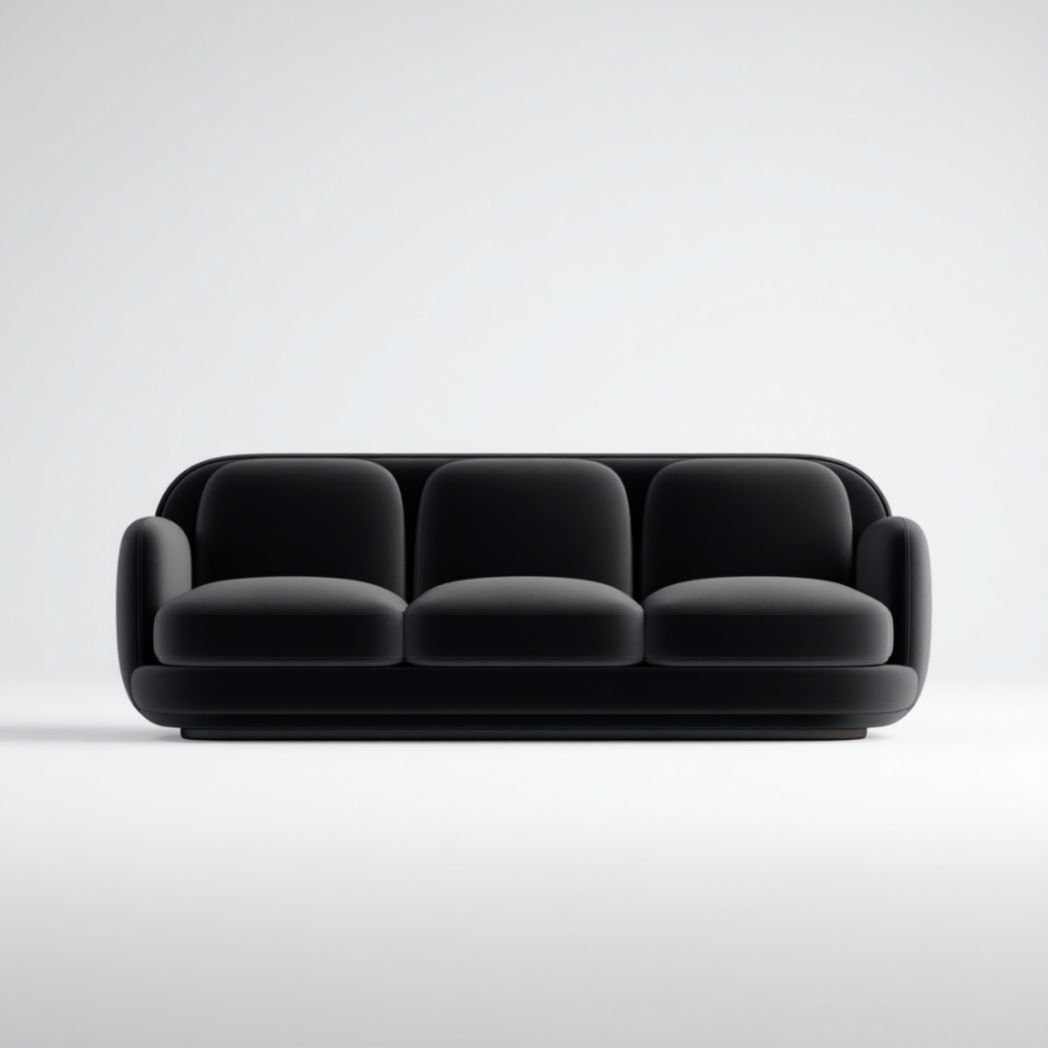 Canapé 3 places en tissu noir avec pieds en métal-Allfurnituremdfr