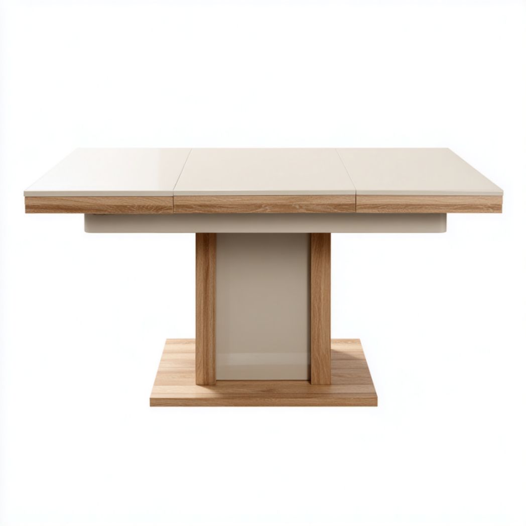 Table de Bureau Extensible en Bois de Chêne et de Hêtre avec Piétement Central Rectangulaire-Allfurnituremdfr