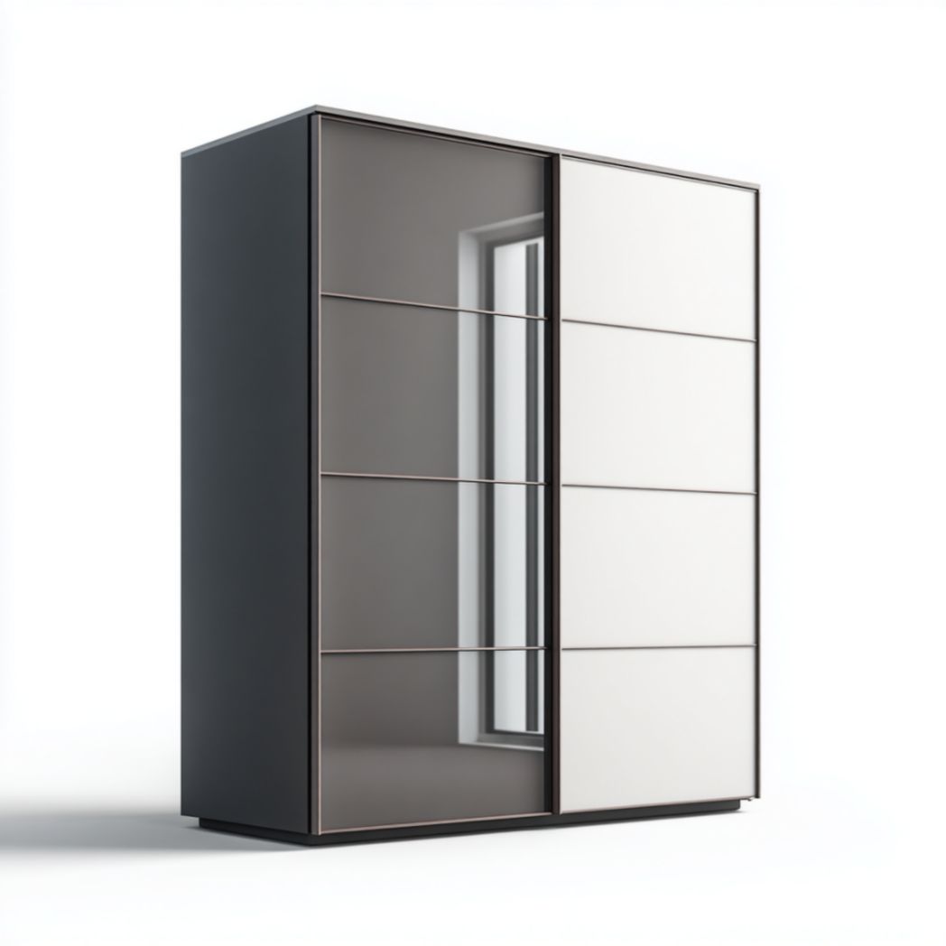 Armoire à portes coulissantes bicolores avec structure en métal-Allfurnituremdfr