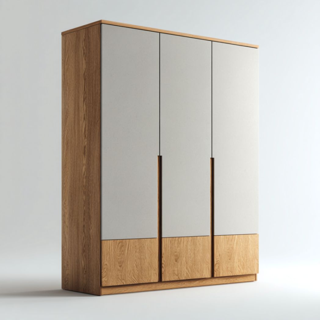 Armoire à trois portes en bois avec façades lisses-Allfurnituremdfr