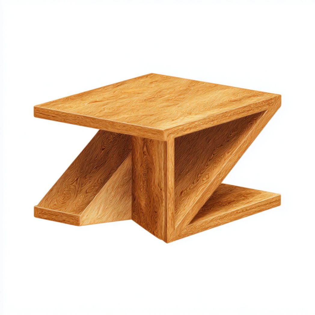 Table d'Appoint Carrée en Acacia avec Pieds en Forme de Z-Allfurnituremdfr