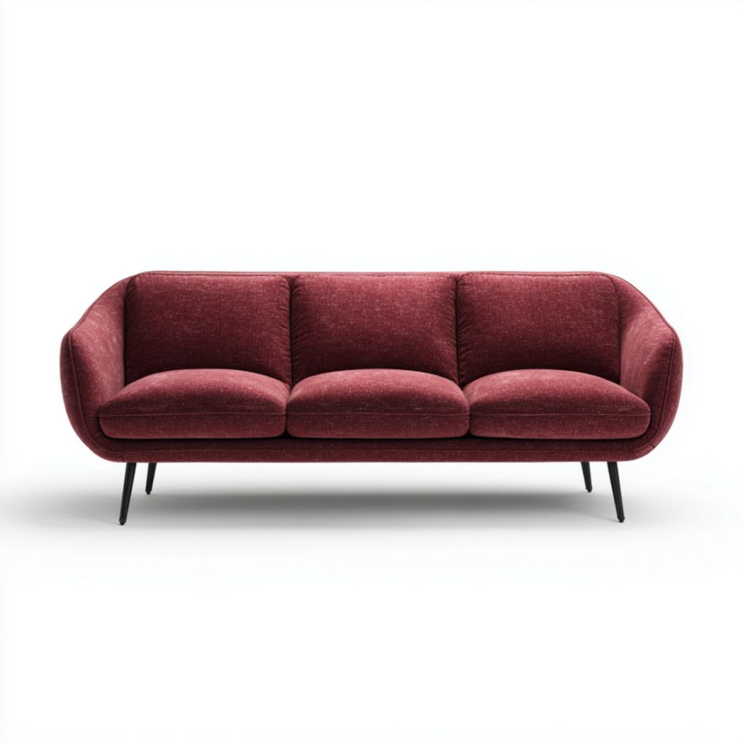 Canapé 3 places en tissu rouge avec pieds en métal-Allfurnituremdfr