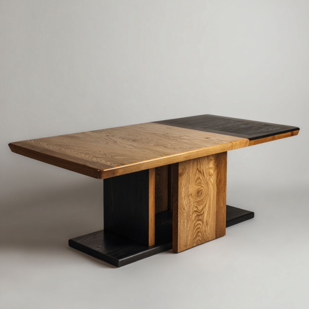 Table de Bureau en Bois de Chêne Bicolore avec Piétement en Panneaux Massifs-Frfurnituredr
