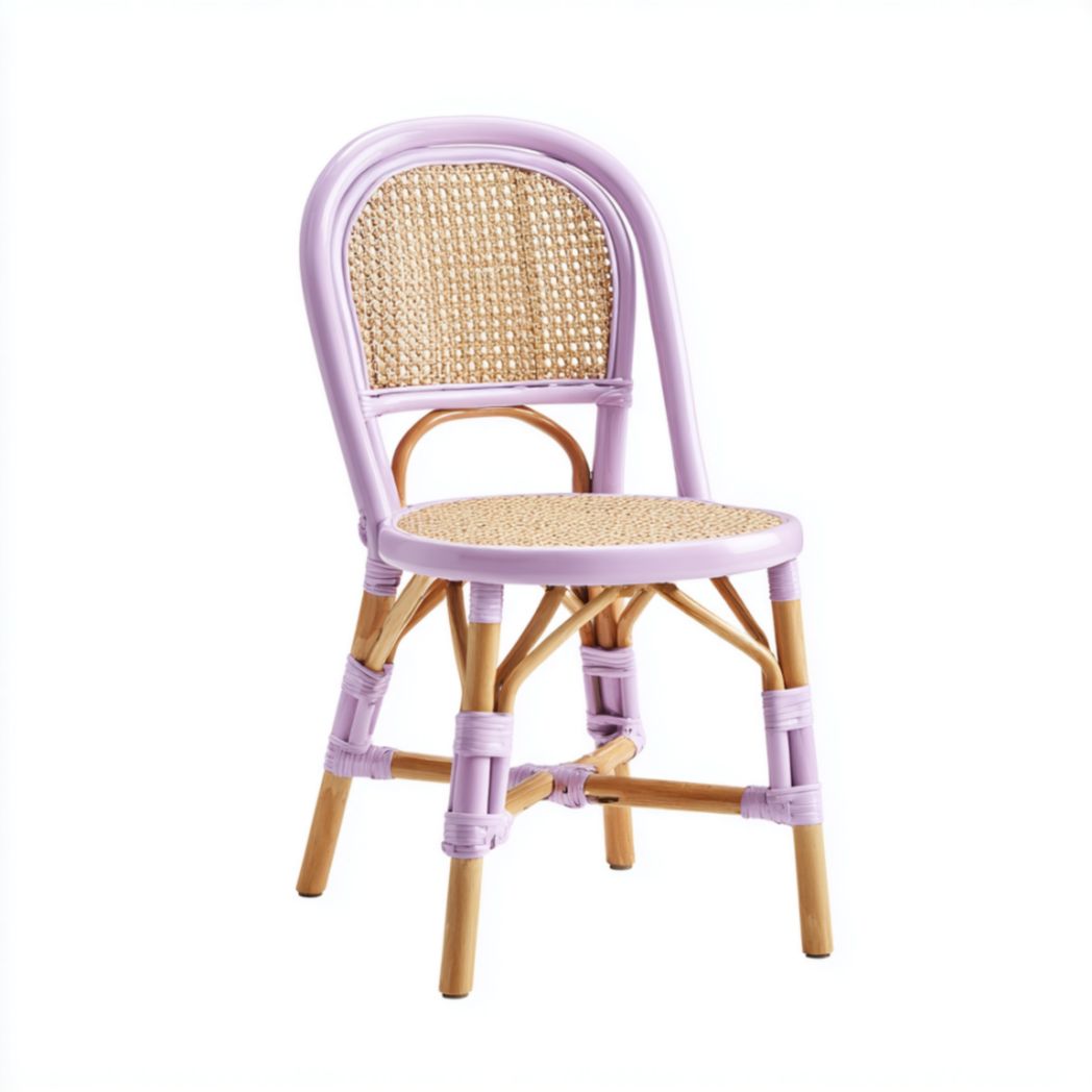 Chaise en Rotin et Bois de Hêtre avec Dossier et Assise en Cannage Violet-Frfurnituredr