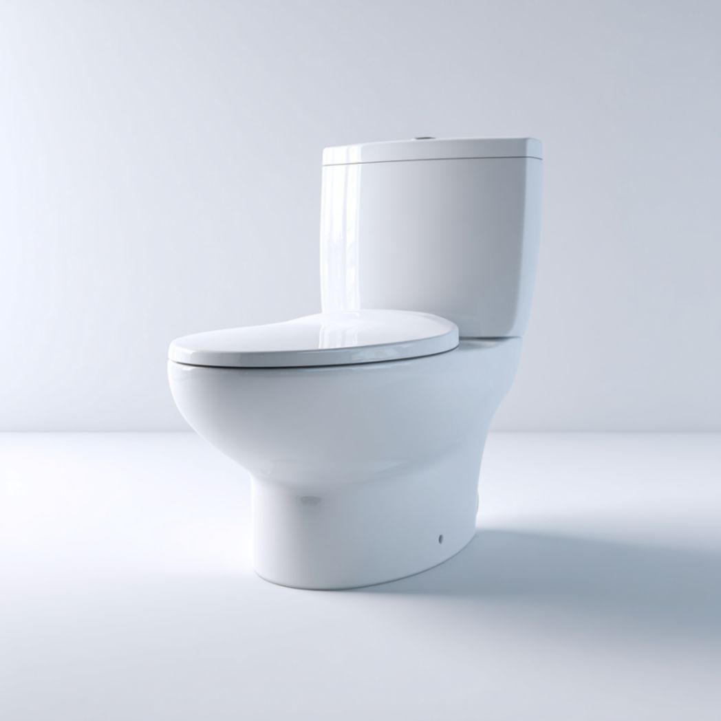 Toilette Monobloc à Poser au Sol en Céramique Blanche avec Cuvette Carénée et Réservoir-Frfurnituredr