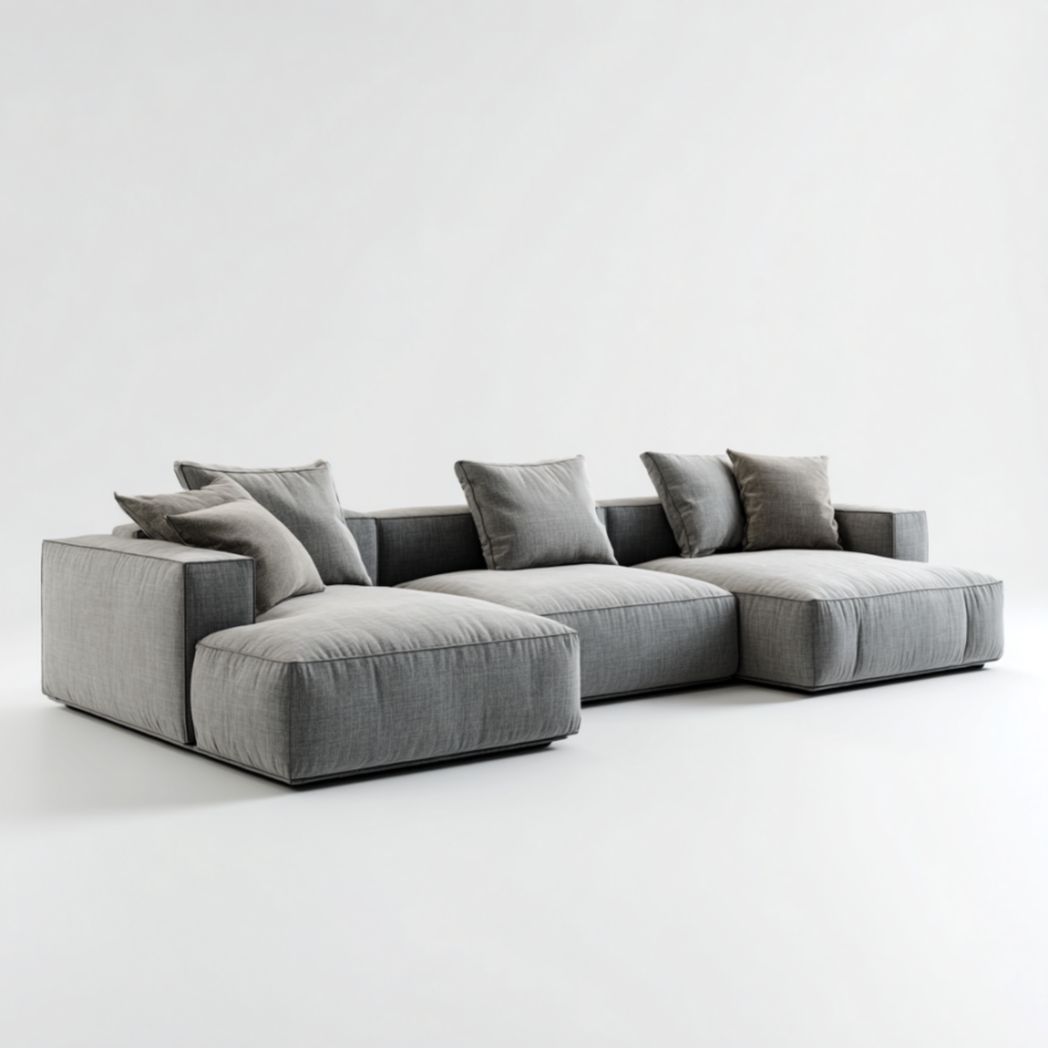 Canapé d'Angle Modulaire 4 Places en Tissu Gris-Frfurnituredr