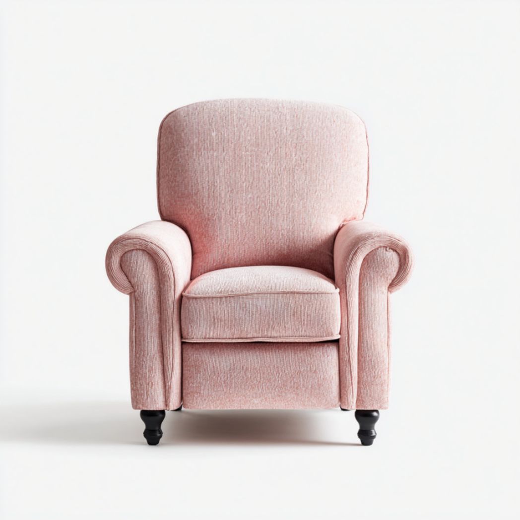 Fauteuil Inclinable en Tissu de Polyester et Pieds en Bois de Bouleau - Rose Pâle-Qualityfurniturecr