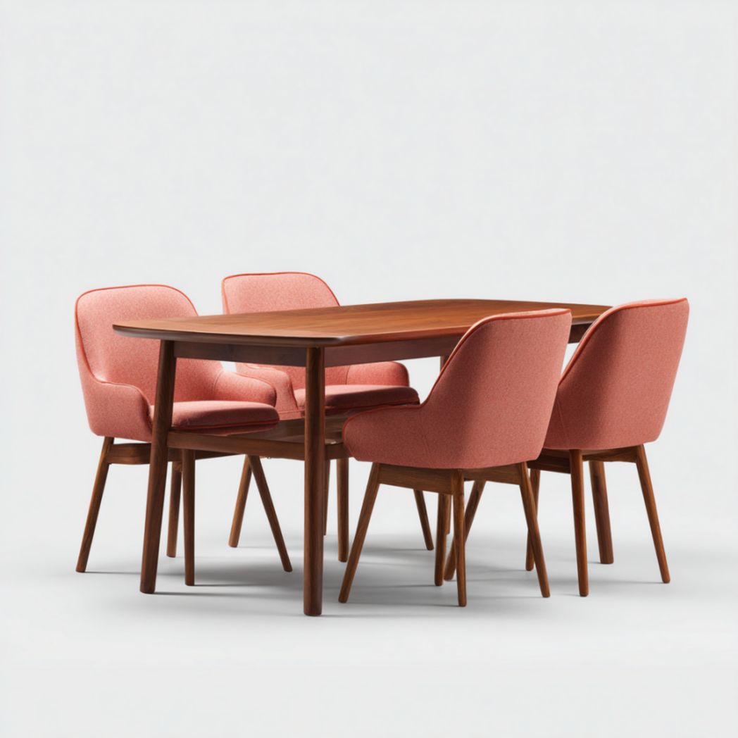 Table à manger avec chaises – Bois massif et tissu-Qualityfurniturecr