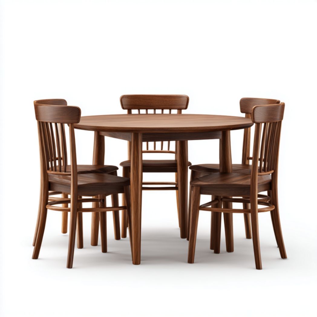 Table ronde avec chaises – Plateau en bois et pieds en bois-Qualityfurniturecr