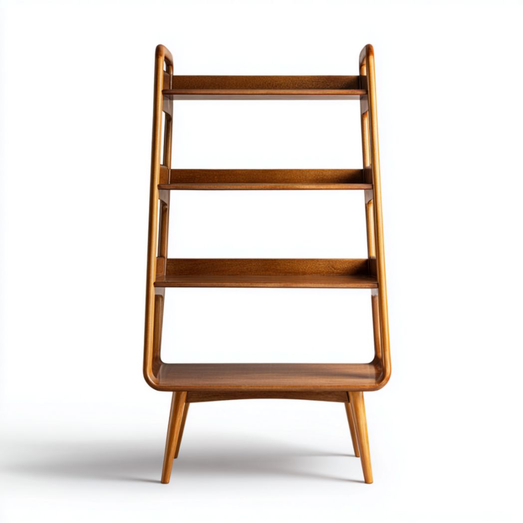 Étagère en bois massif, design échelle à 4 étagères-Qualityfurniturecr