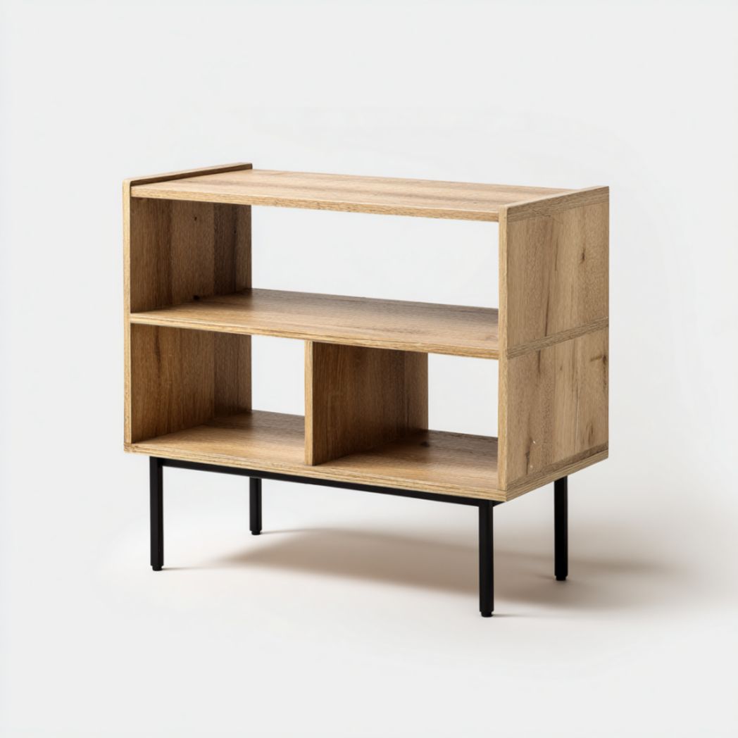 Étagère en bois et métal, 2 étagères avec pieds en métal-Qualityfurniturecr