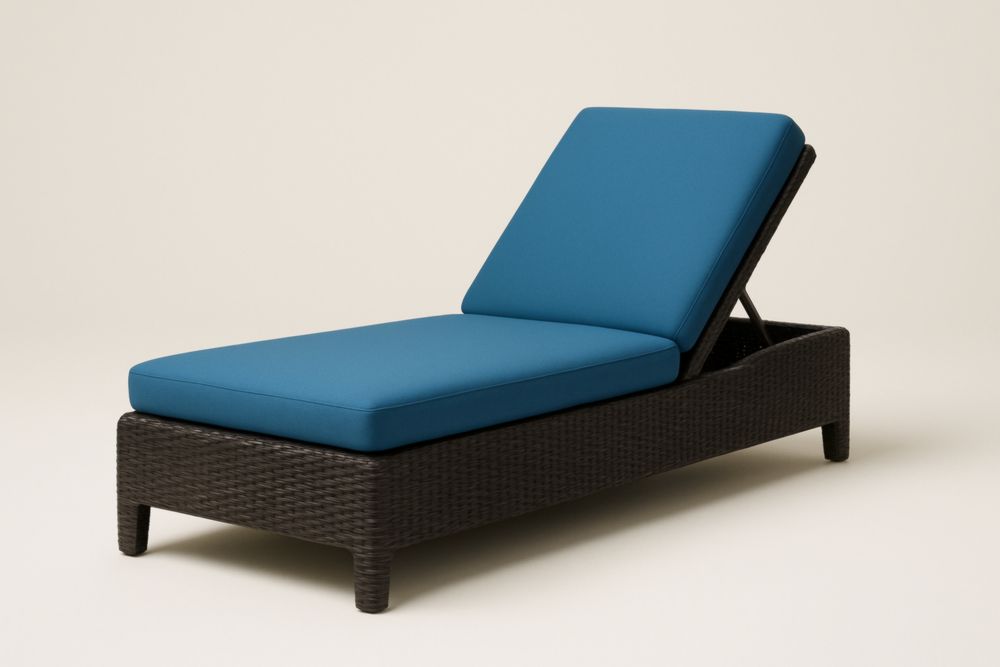 Bain de Soleil en Résine Tressée avec Coussin Bleu