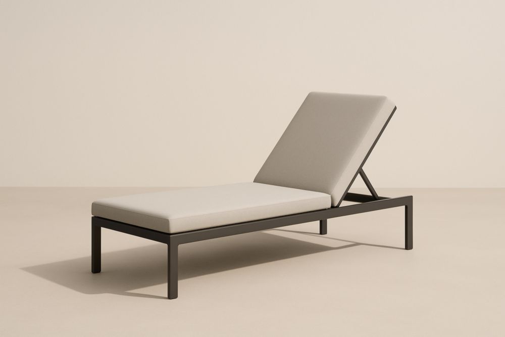 Chaise longue en aluminium et polyester Beige