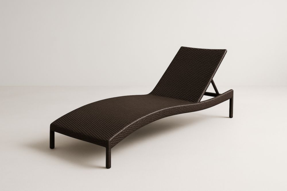 Chaise Longue de Jardin en Résine Tressée Aluminium Marron