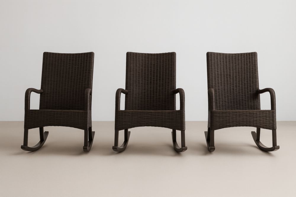 Chaise à bascule en rotin synthétique Marron