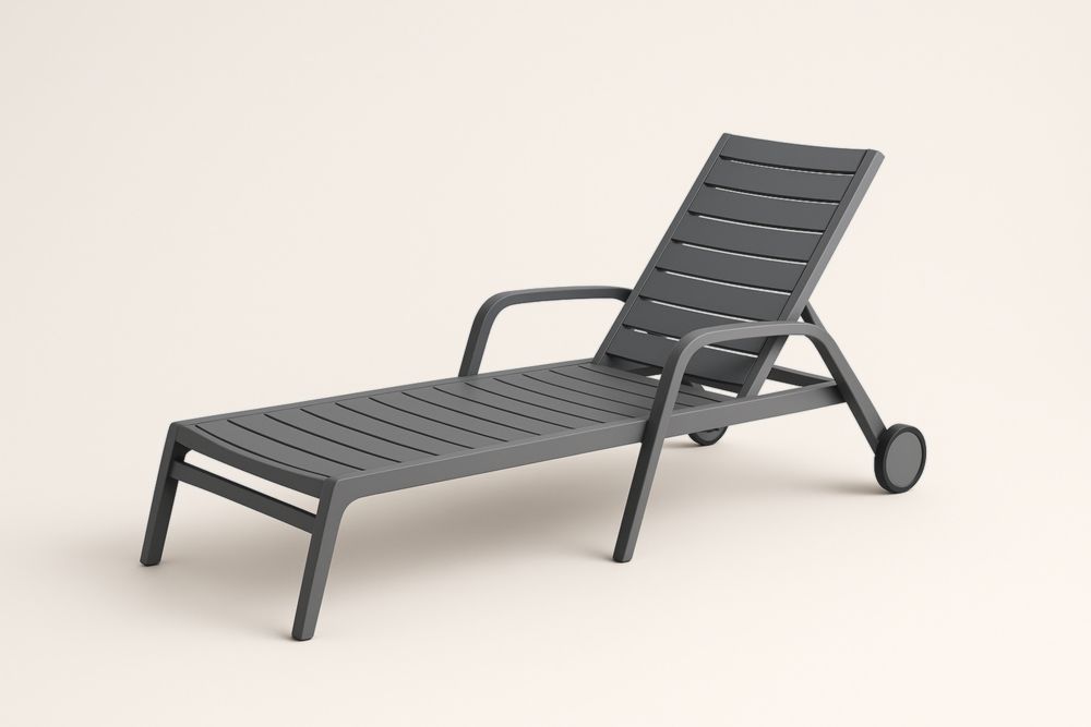 Chaise Longue de Jardin en Métal Noir Réglable