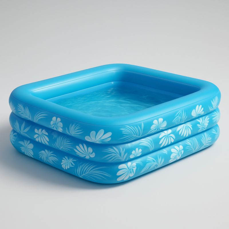 Piscine Gonflable Carrée en PVC Bleu Motif Feuilles