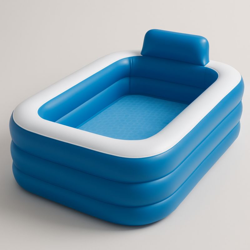 Piscine Gonflable Rectangulaire avec Appuie-tête en PVC Bleu et Blanc