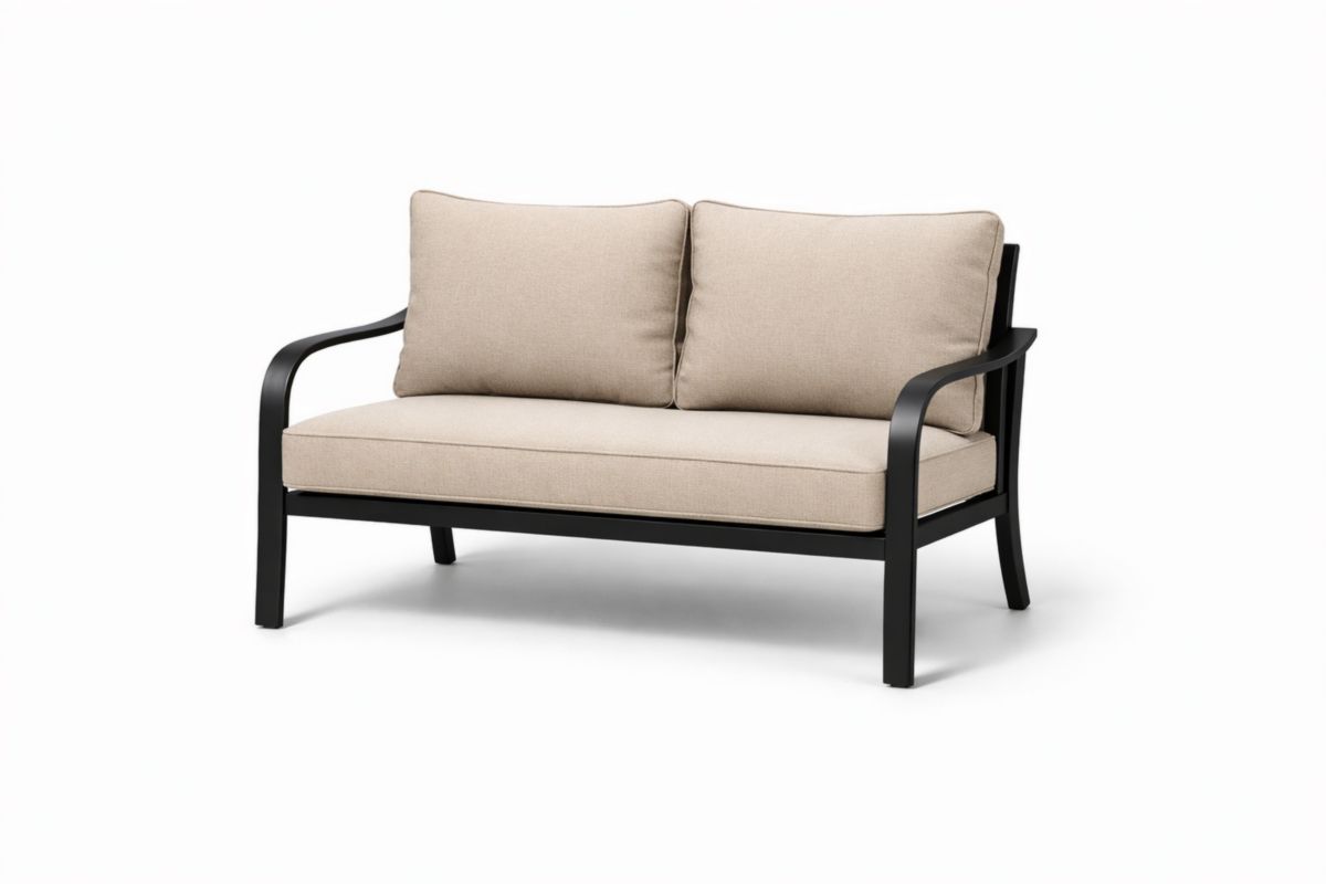 Divano da Esterno in Alluminio con Cuscini in Poliestere Beige