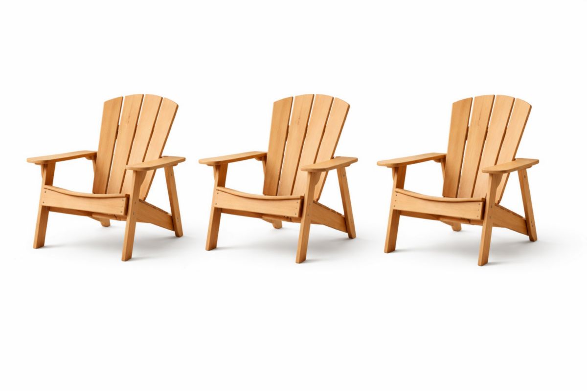 Set di 3 Sedie in Legno per Esterni