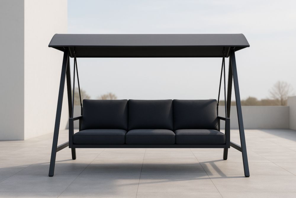 Altalena da Giardino con Telaio in Metallo e Cuscini in Poliestere Antracite