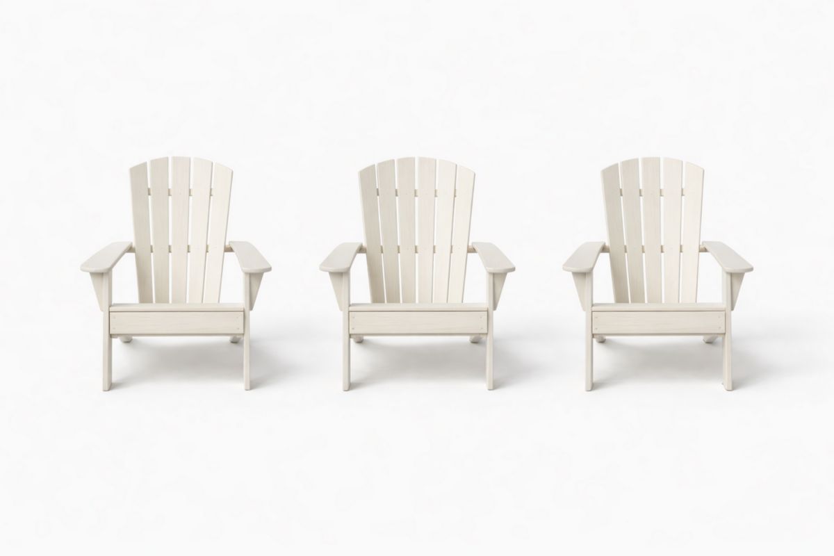 Set di 3 Sedie Adirondack in Legno Composito Bianco