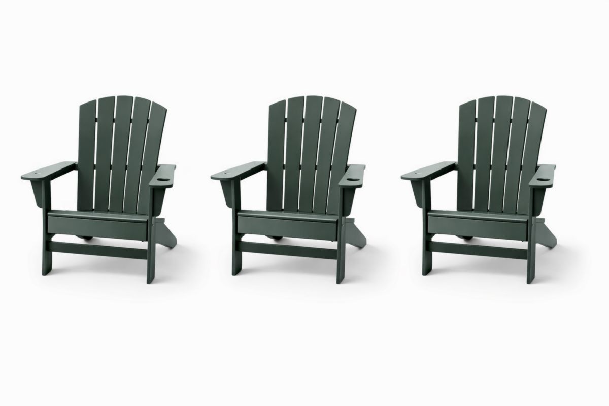 Set di 3 Sedie Adirondack in Plastica Verde per Esterno