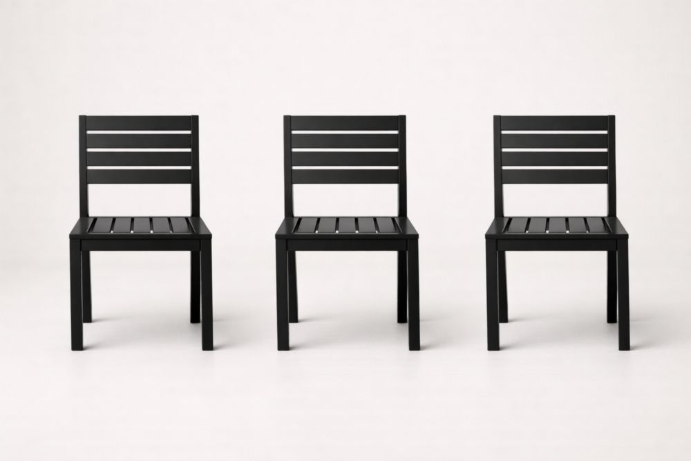Set di 3 Sedie da Esterno in Metallo Nero